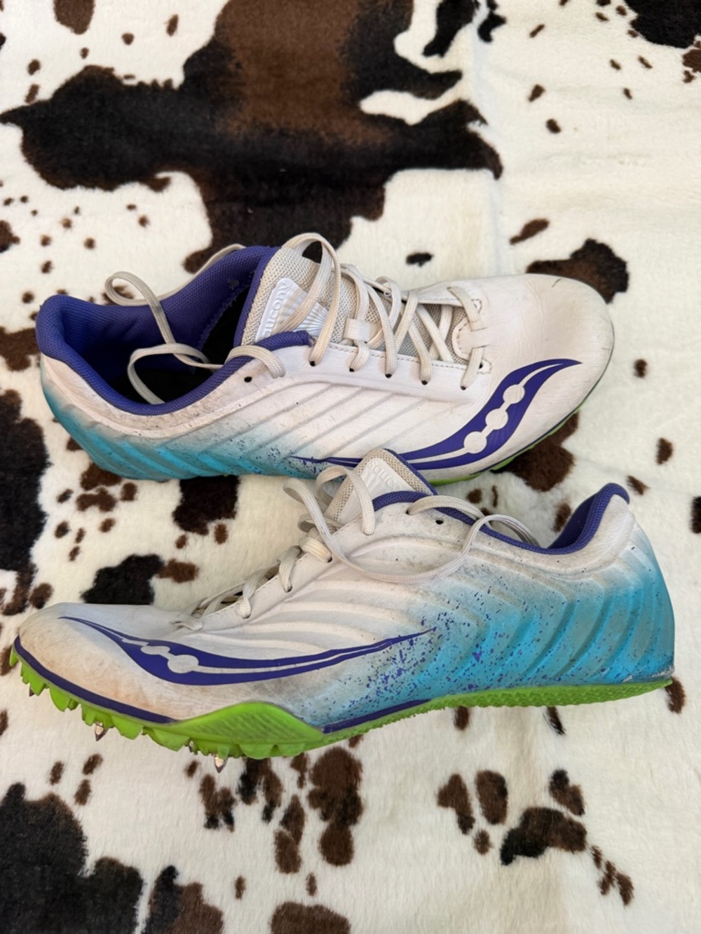 Saucony White Blue Green Women's Sprint Track Spikes